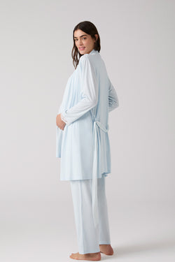 Image of Dantelli Yaka Lohusa Pijama ve Dantelli Kol Sabahlık Takımı - 1010