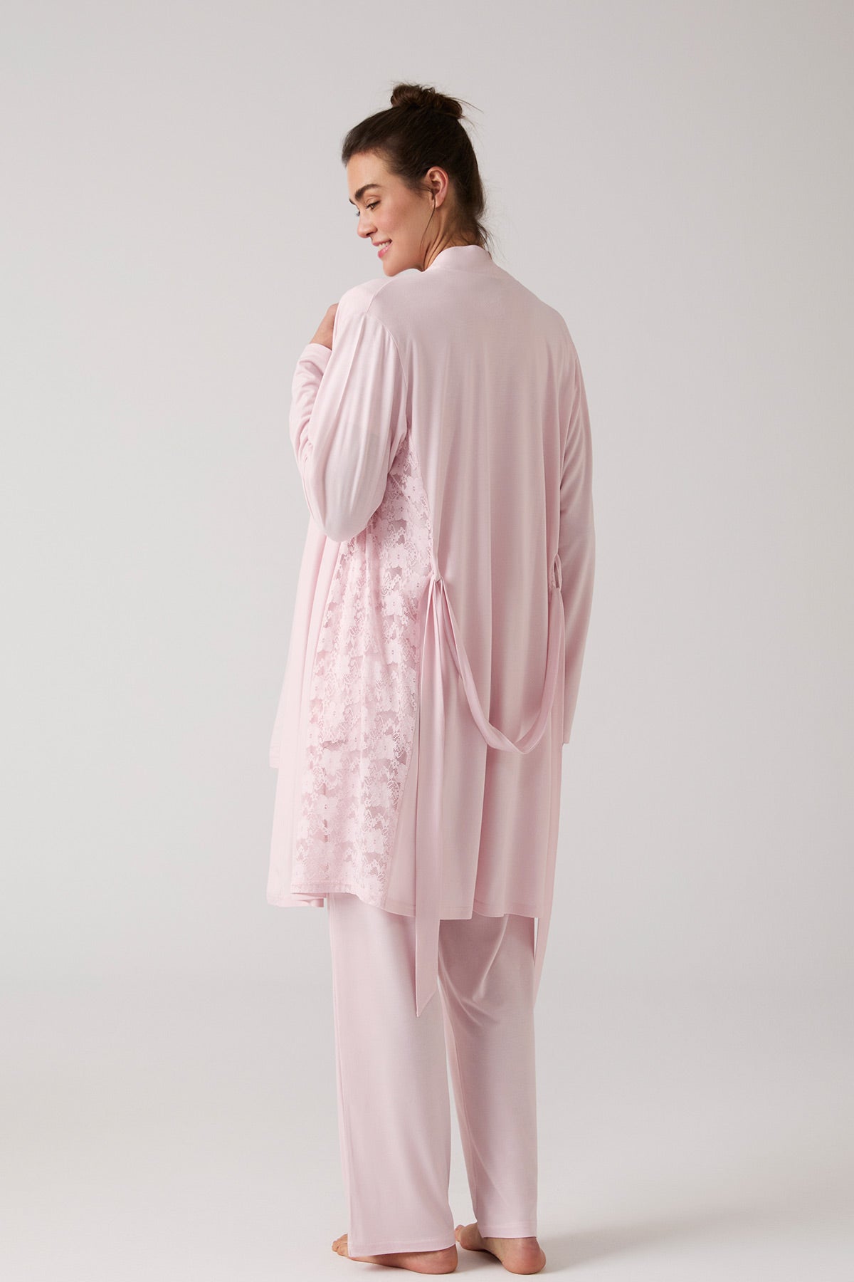 Dantel İşlemeli Lohusa Pijama ve Sabahlık Takımı - 1016