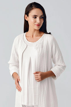 Image of Jakarlı Lohusa Pijama ve Sabahlık Takımı - 11300
