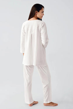 Image of Jakarlı Lohusa Pijama ve Sabahlık Takımı - 11300