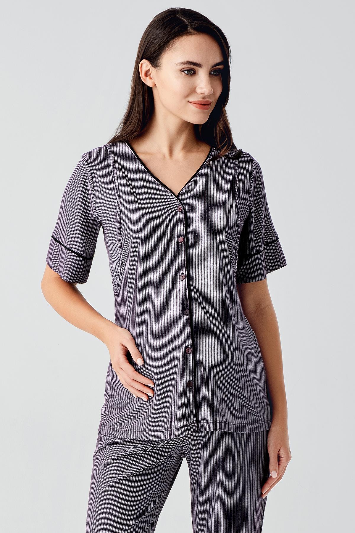 Çift Emzirme Detaylı Lohusa Pijama Takımı - 14209