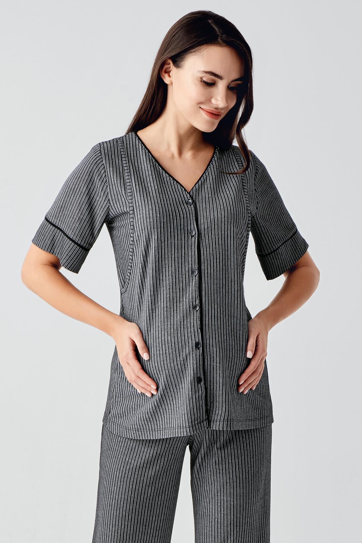 Çift Emzirme Detaylı Lohusa Pijama Takımı - 14209