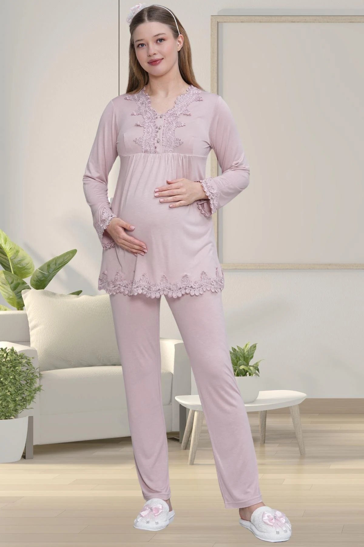 Dantel Detaylı Lohusa Pijama Takımı - 1501