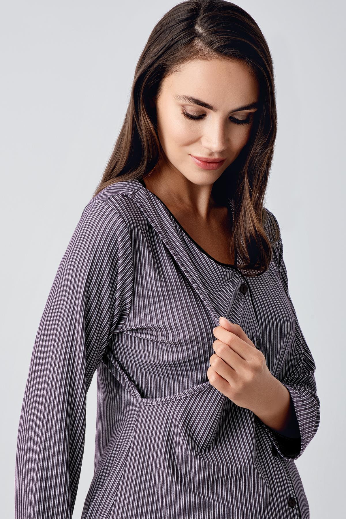 V-Yaka Biyeli Lohusa Pijama ve Sabahlık Takımı - 15307