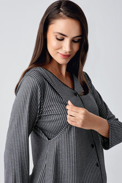 Image of V-Yaka Biyeli Lohusa Pijama ve Sabahlık Takımı - 15307