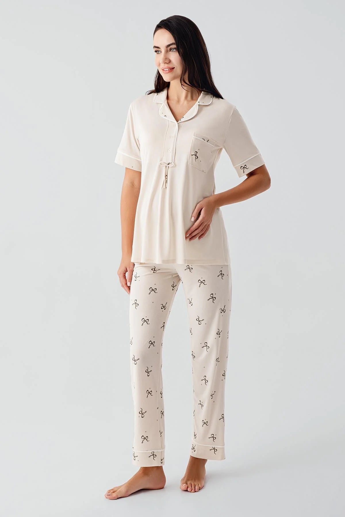 Fiyonk Desenli Lohusa Pijama Takımı - 17207