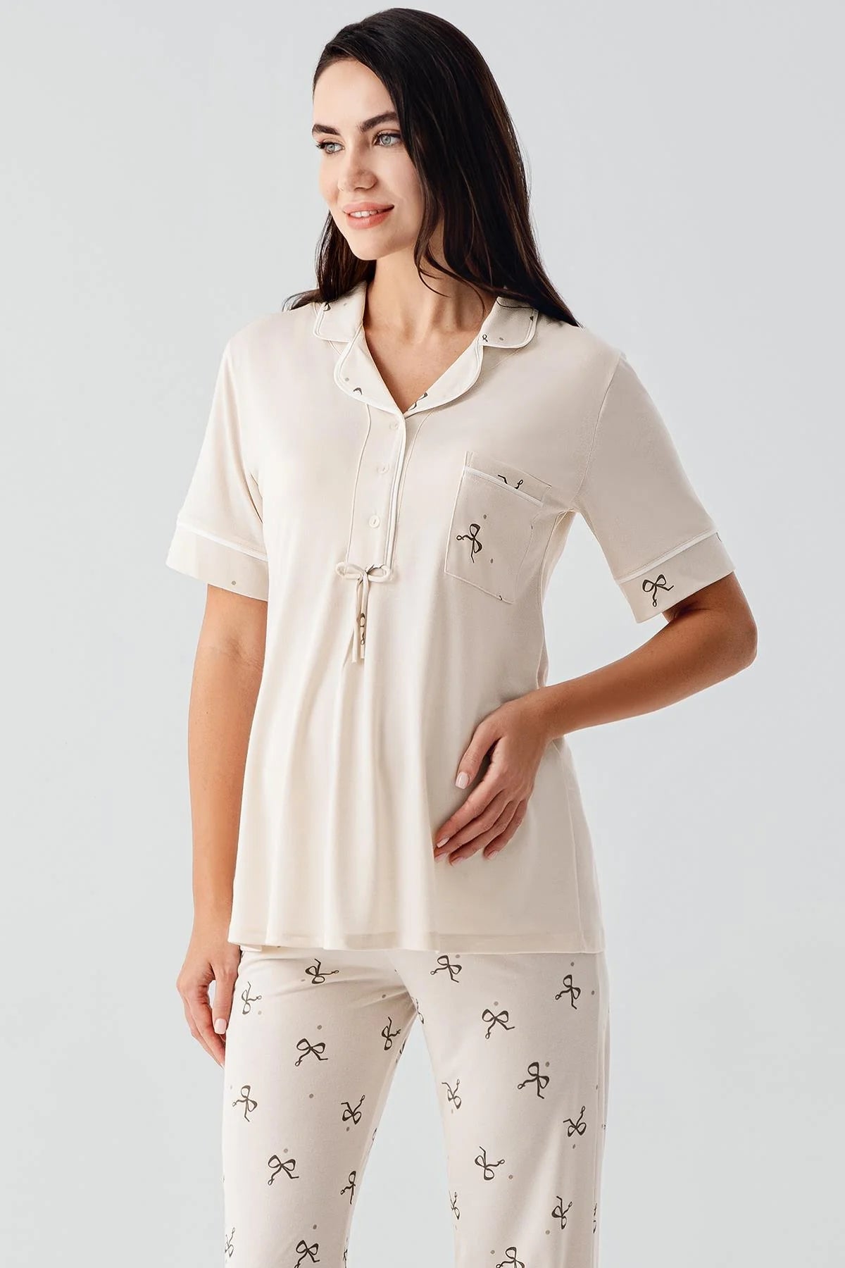 Fiyonk Desenli Lohusa Pijama Takımı - 17207