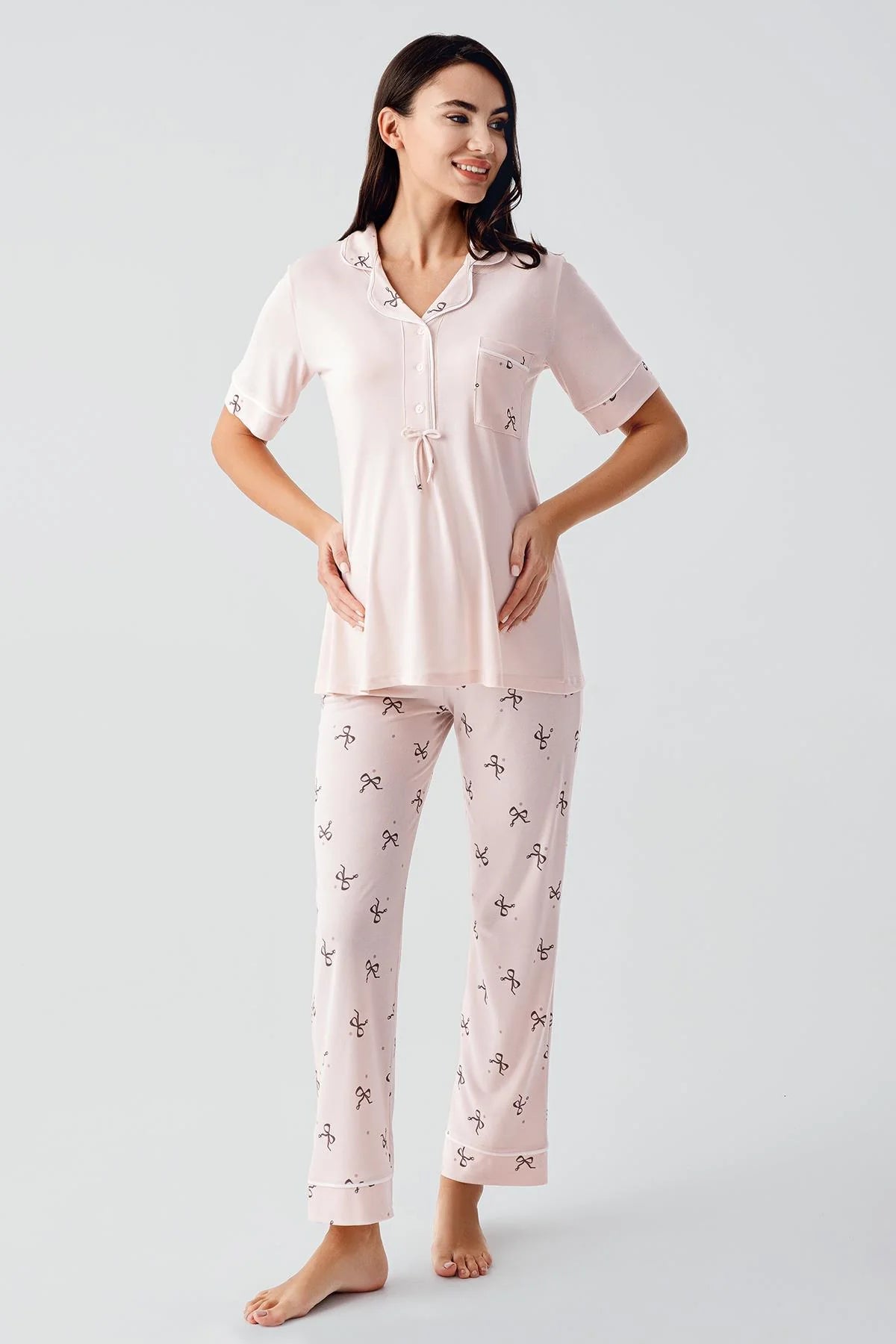 Fiyonk Desenli Lohusa Pijama Takımı - 17207