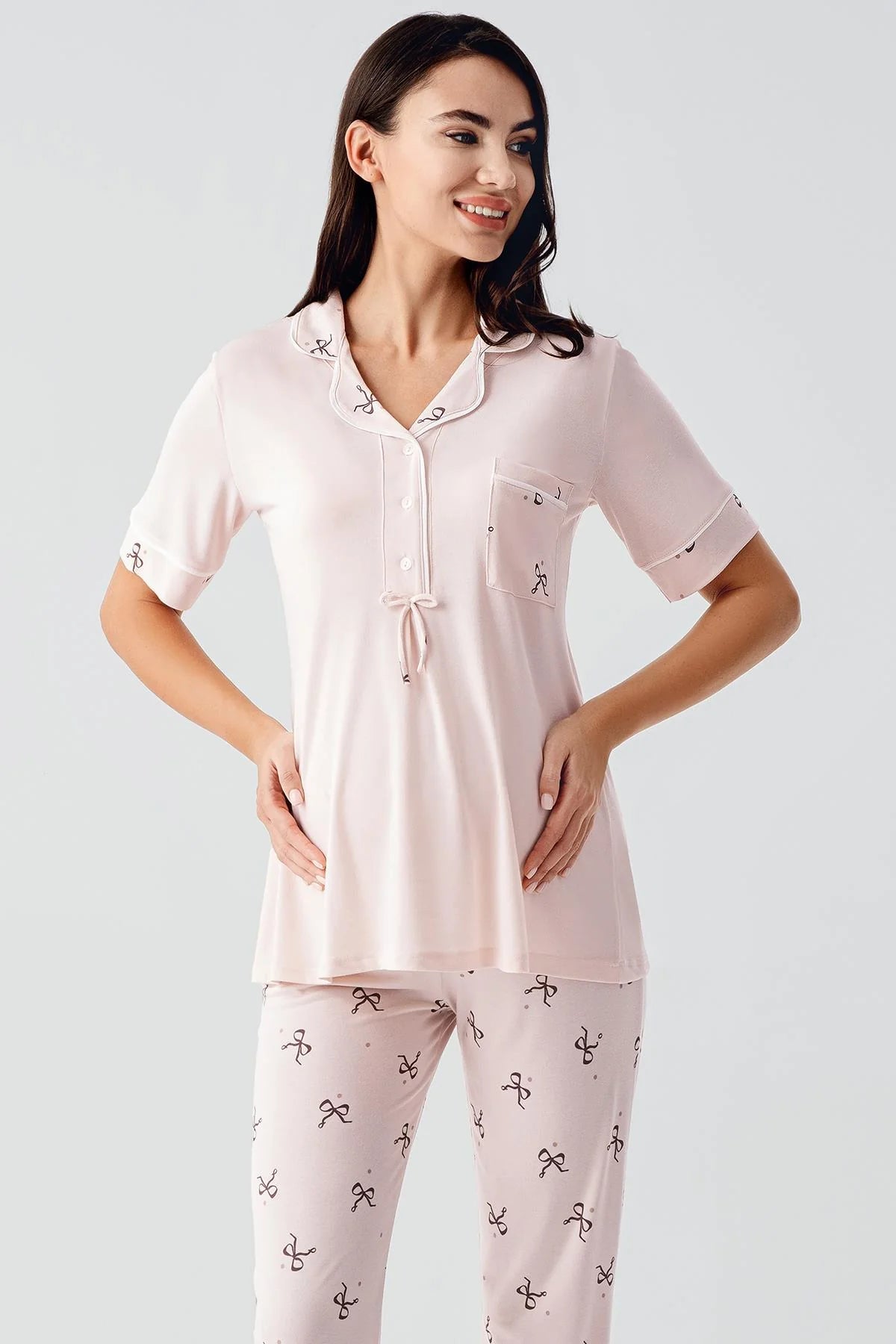 Fiyonk Desenli Lohusa Pijama Takımı - 17207