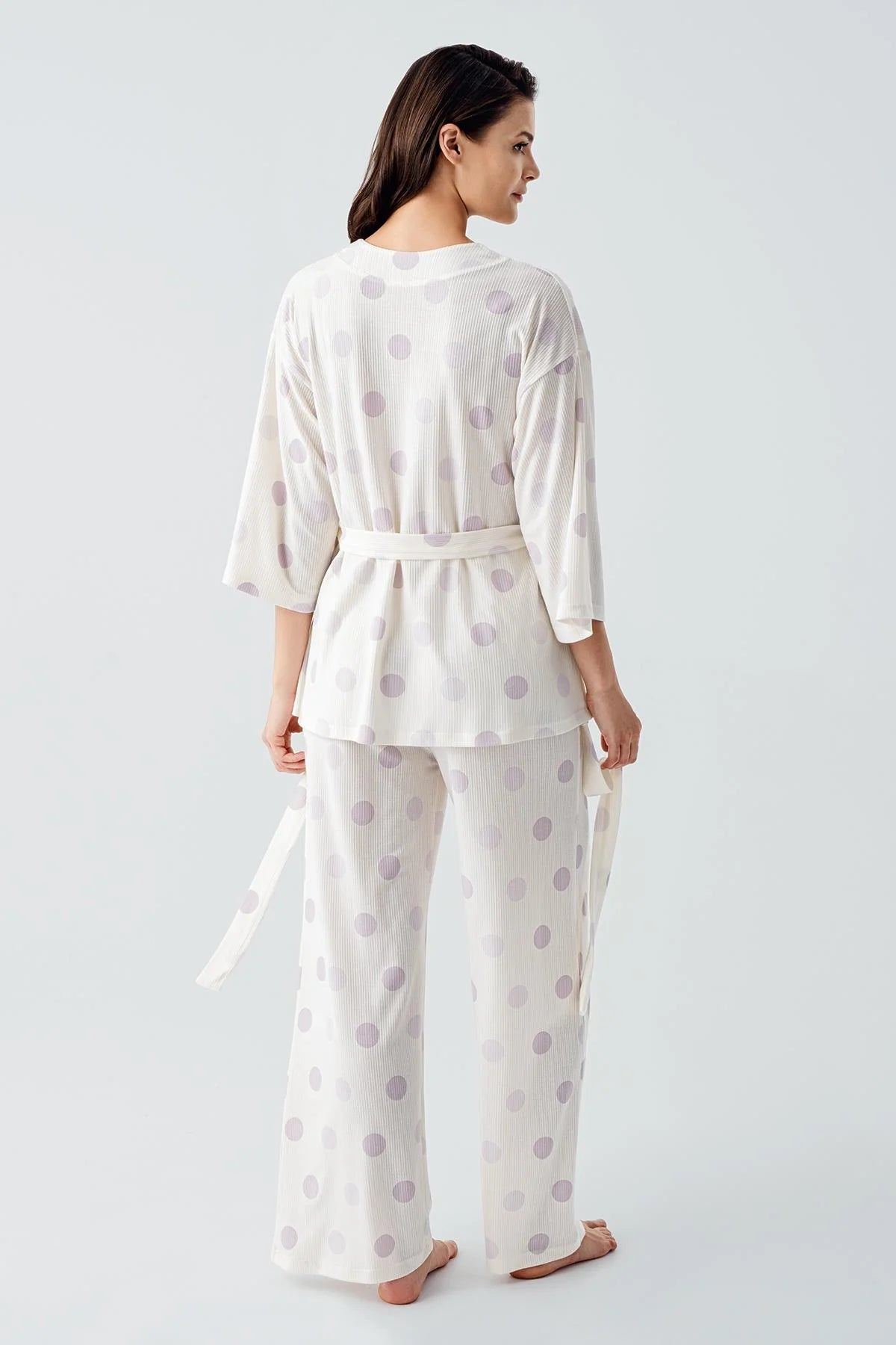 Puantiyeli Kimono Lohusa Pijama Takımı - 17212