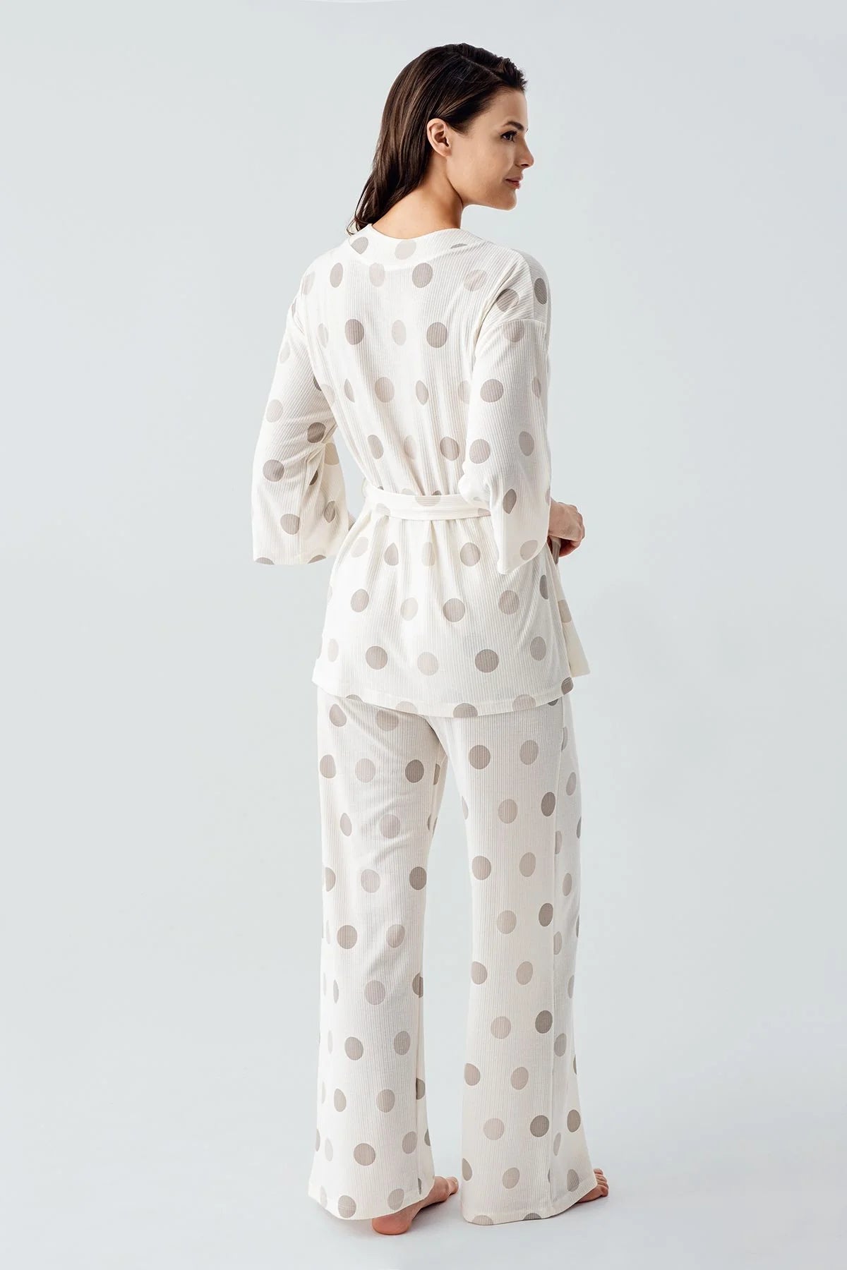 Puantiyeli Kimono Lohusa Pijama Takımı - 17212