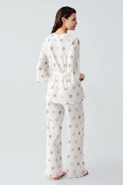 Image of Puantiyeli Kimono Lohusa Pijama Takımı - 17212