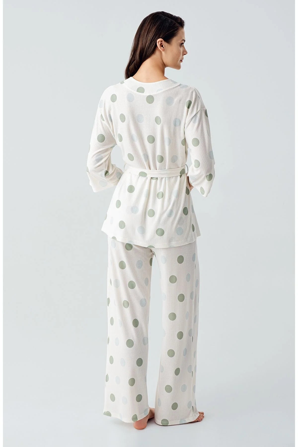 Puantiyeli Kimono Lohusa Pijama Takımı - 17212