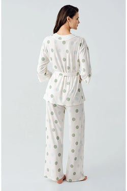 Image of Puantiyeli Kimono Lohusa Pijama Takımı - 17212