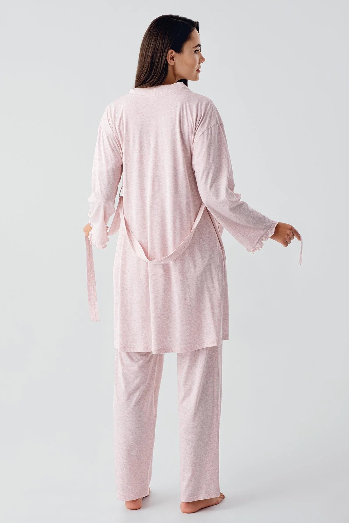 Çift Emzirme Özellikli Lohusa Pijama ve Sabahlık Takımı - 17300