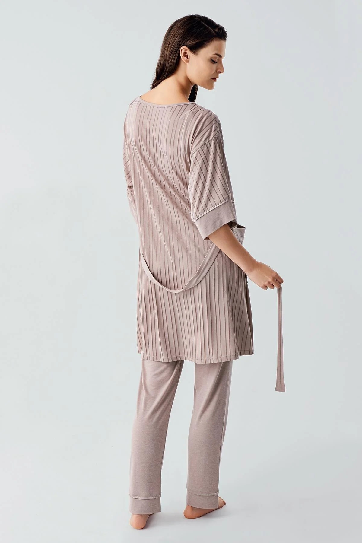 Askılı Lohusa Pijama ve Jakar Sabahlık Takımı - 17301