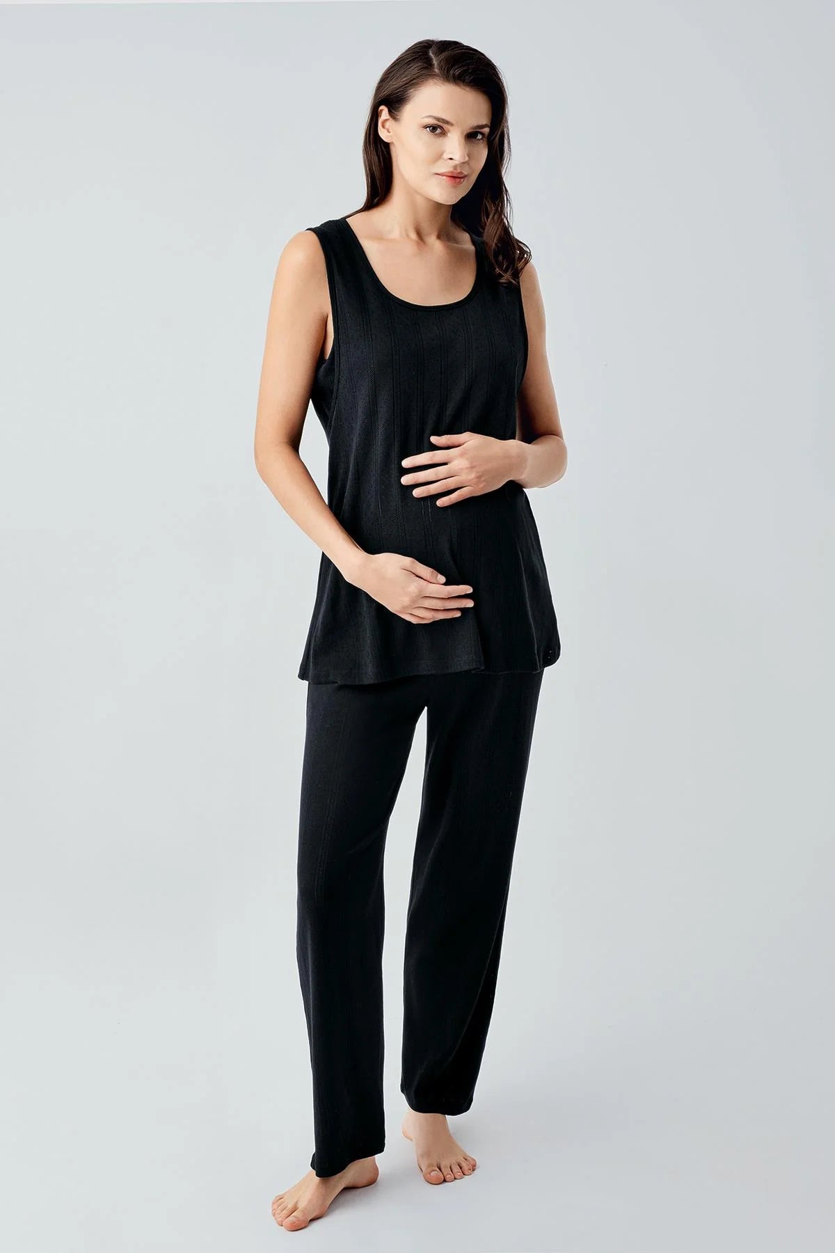 Gizli Emzirme Bölmeli Lohusa Pijama ve Sabahlık Takımı - 17308