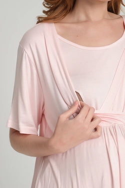 Image of Kruvaze Lohusa Pijama ve Volan Kol Sabahlık Takımı - 205