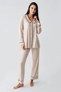 Image of Bebe Yaka Lohusa Pijama Takımı - 22109