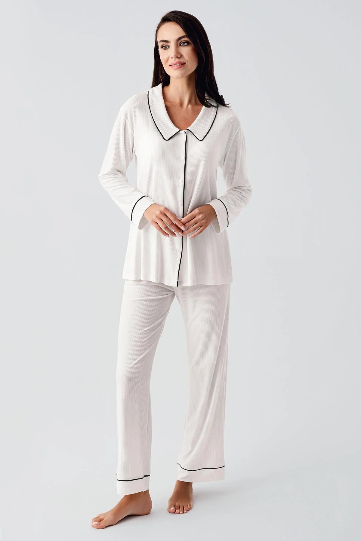 Bebe Yaka Lohusa Pijama Takımı - 22109
