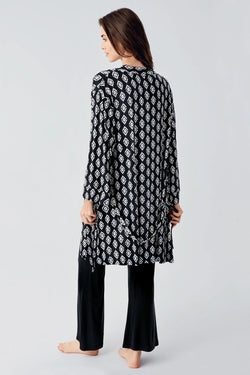 Image of Dantelli Lohusa Pijama ve Desenli Sabahlık Takımı - 23101
