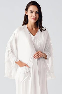 Image of Şifon Kruvaze Lohusa Pijama ve Sabahlık Takımı - 23106
