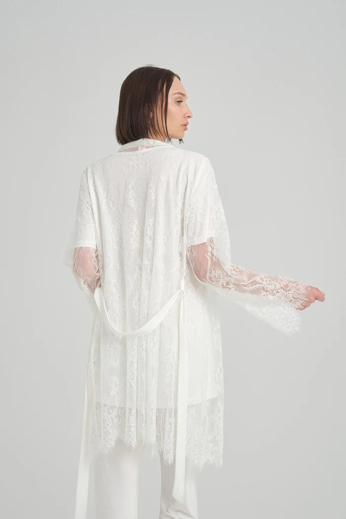 Lohusa Pijama ve Çiçekli Dantel Sabahlık Takımı - 2366