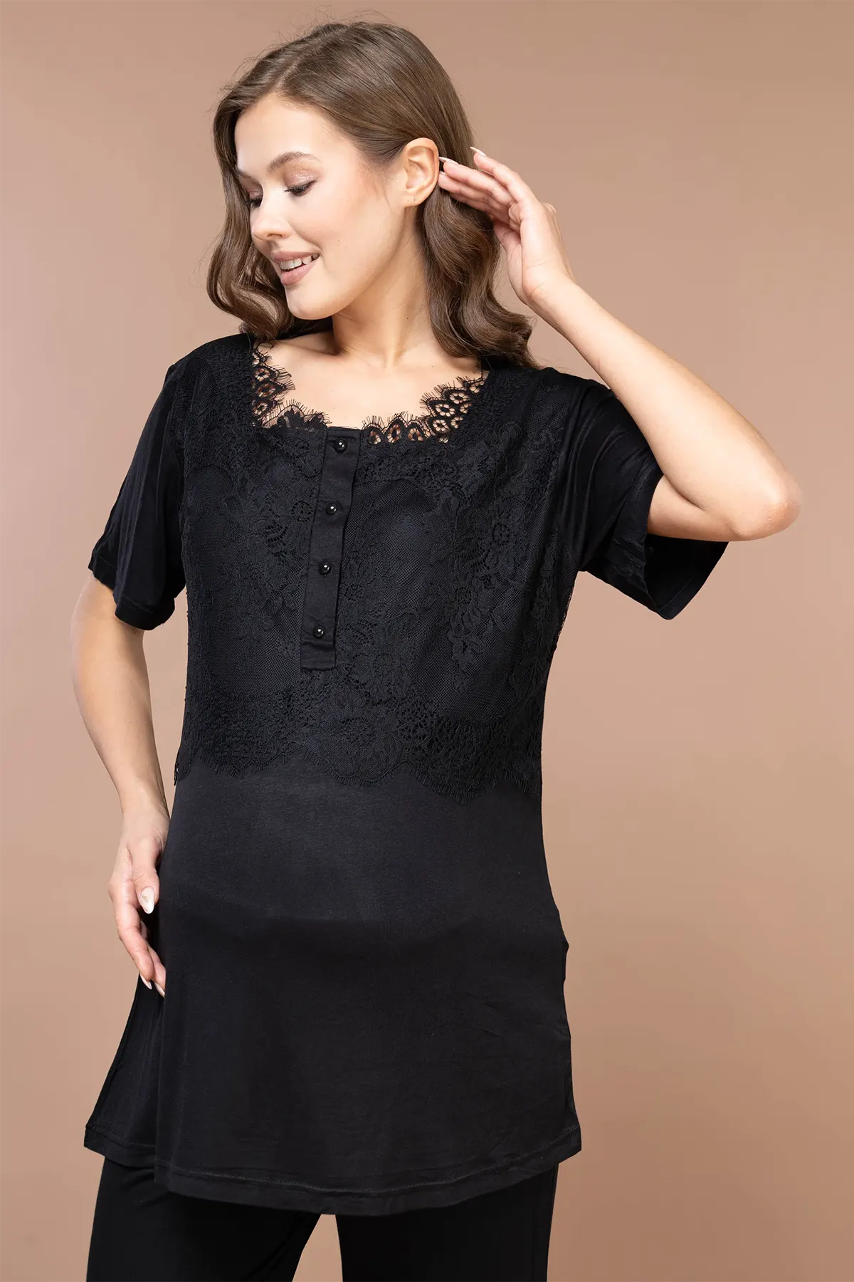 Dantel Işlemeli Lohusa Pijama ve Sabahlık Takımı - 828