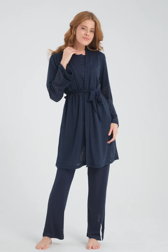 Dantelli Lohusa Pijama ve Triko Sabahlık Takımı - 2384
