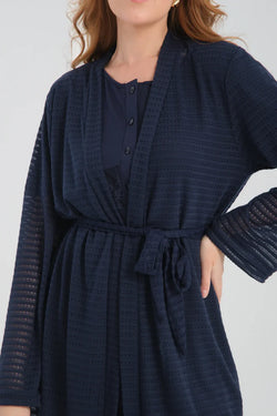Image of Dantelli Lohusa Pijama ve Triko Sabahlık Takımı - 2384