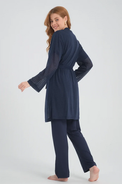 Image of Dantelli Lohusa Pijama ve Triko Sabahlık Takımı - 2384