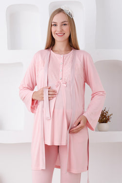 Image of Narin Dantel Detaylı Lohusa Pijama ve Sabahlık Takımı - 3425