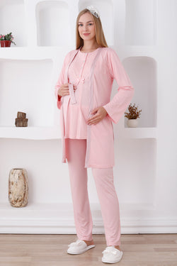 Image of Narin Dantel Detaylı Lohusa Pijama ve Sabahlık Takımı - 3425