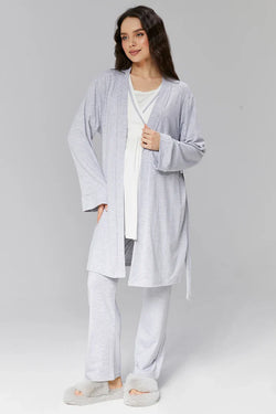 Image of Biyeli Kruvaze Lohusa Pijama ve Sabahlık Takımı - 503