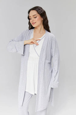 Image of Biyeli Kruvaze Lohusa Pijama ve Sabahlık Takımı - 503