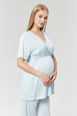 Image of Kruvaze Lohusa Pijama ve Dantel İşlemeli Sabahlık Takımı - 527