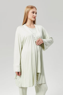 Image of Biyeli Kruvaze Lohusa Pijama ve Sabahlık Takımı - 529