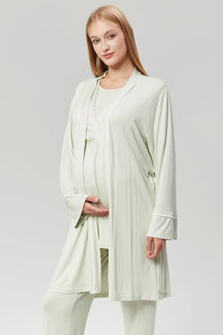 Image of Biyeli Kruvaze Lohusa Pijama ve Sabahlık Takımı - 529
