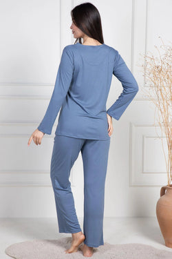 Image of Dantelli Yaka Lohusa Pijama Takımı - 6104