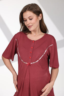 Image of Bisiklet Yaka Lohusa Pijama ve Desenli Sabahlık Takımı - 714
