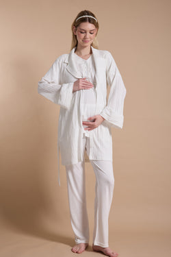 Image of V-Yaka Lohusa Pijama ve Fistolu Sabahlık Takımı - 717
