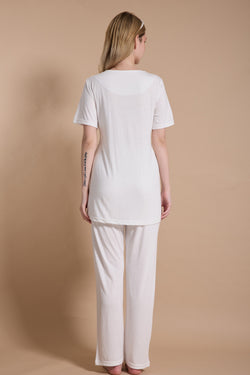 Image of V-Yaka Lohusa Pijama ve Fistolu Sabahlık Takımı - 717