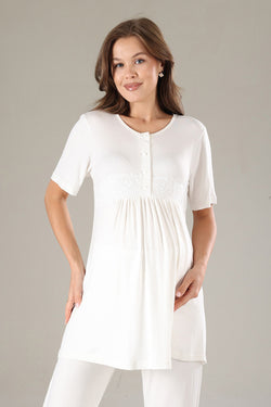 Image of Dantelli Lohusa Pijama ve Dantelli Şifon Sabahlık Takımı - 813