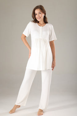 Image of Dantelli Lohusa Pijama ve Dantelli Şifon Sabahlık Takımı - 815