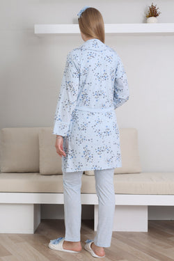 Image of Kalp Bebek Baskılı Lohusa Pijama ve Desenli Sabahlık Takımı - 3432