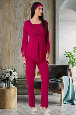 Image of Mecit 5569 Triko Sabahlıklı Lohusa Pijama Takımı - Lohusa Sepeti