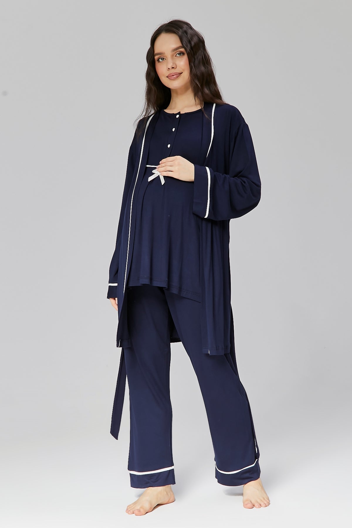Biyeli Lohusa Pijama ve Sabahlık Takımı - 509