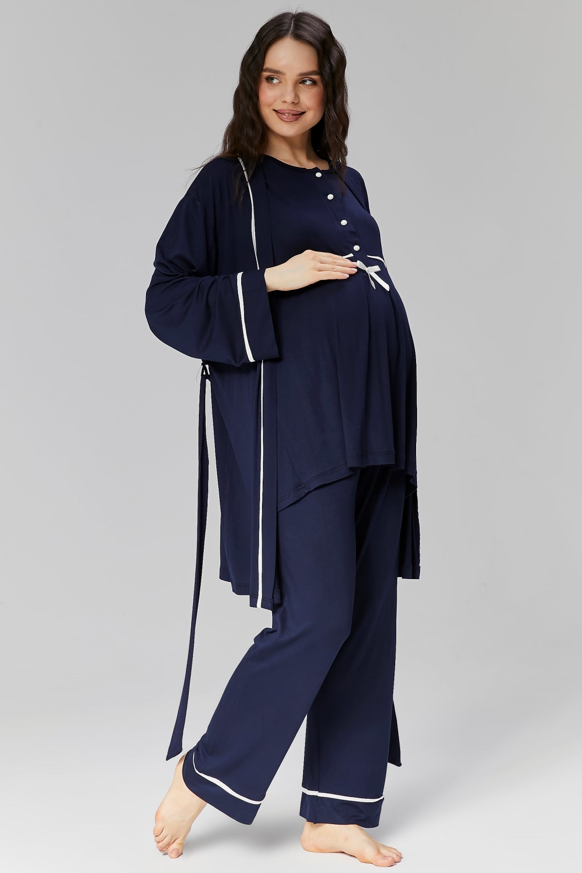 Biyeli Lohusa Pijama ve Sabahlık Takımı - 509