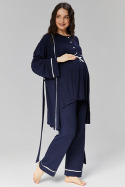 Image of Biyeli Lohusa Pijama ve Sabahlık Takımı - 509