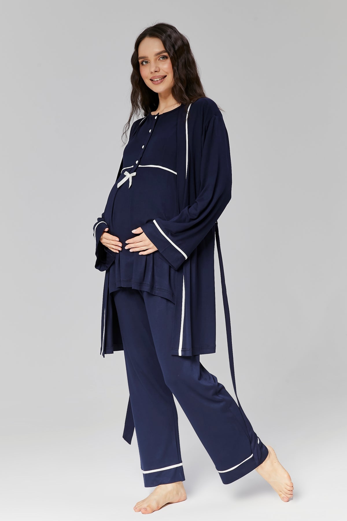 Biyeli Lohusa Pijama ve Sabahlık Takımı - 509